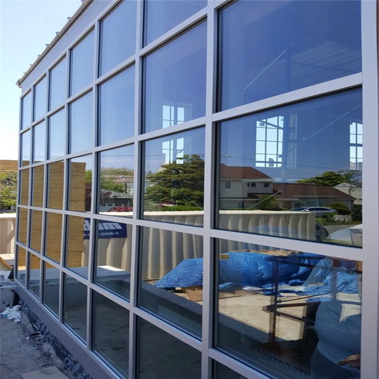 Commercial curtain wall glass facade installation